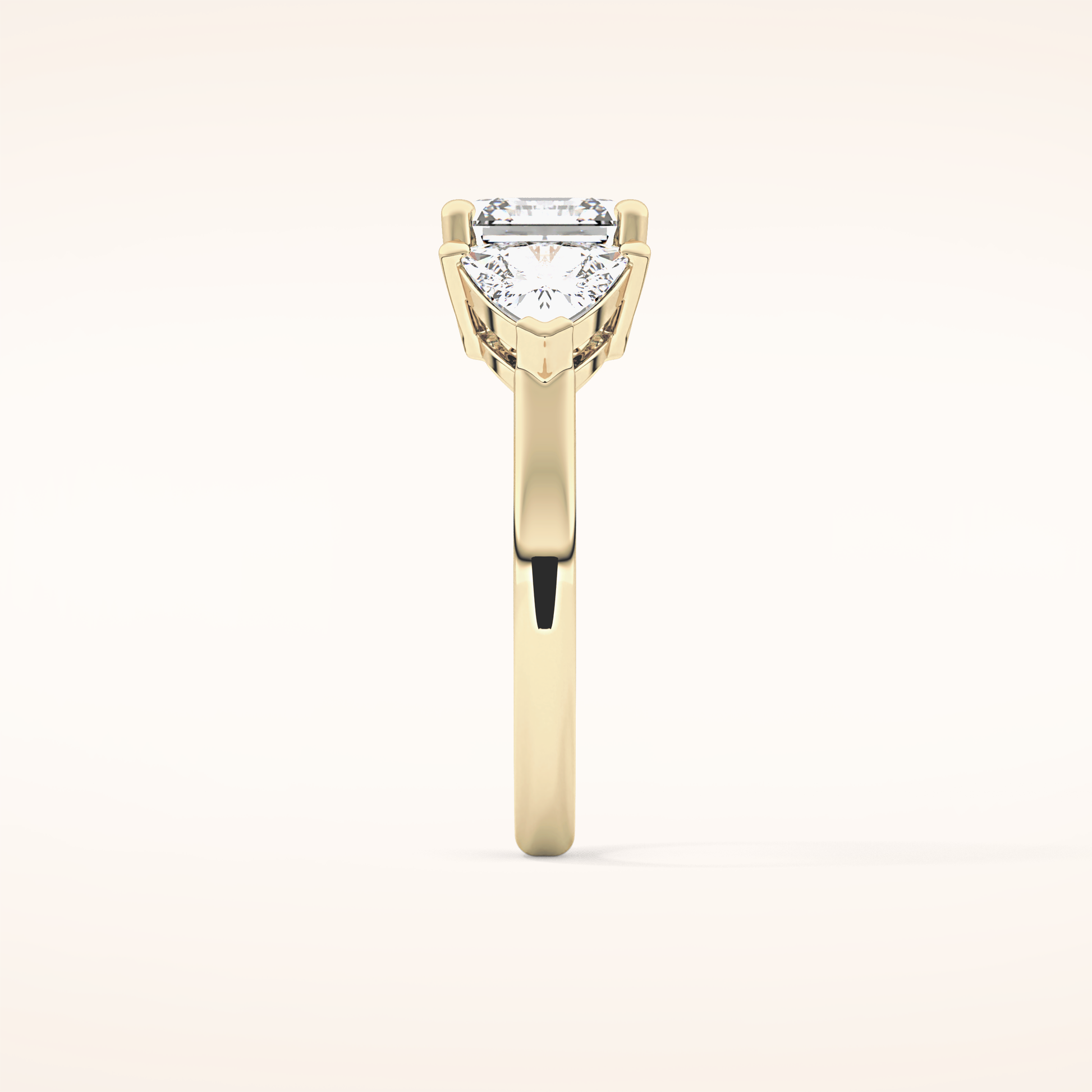 1.78 CT Emerald Shaped Three Stone Moissanite Engagement Ring