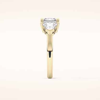 1.78 CT Emerald Shaped Three Stone Moissanite Engagement Ring