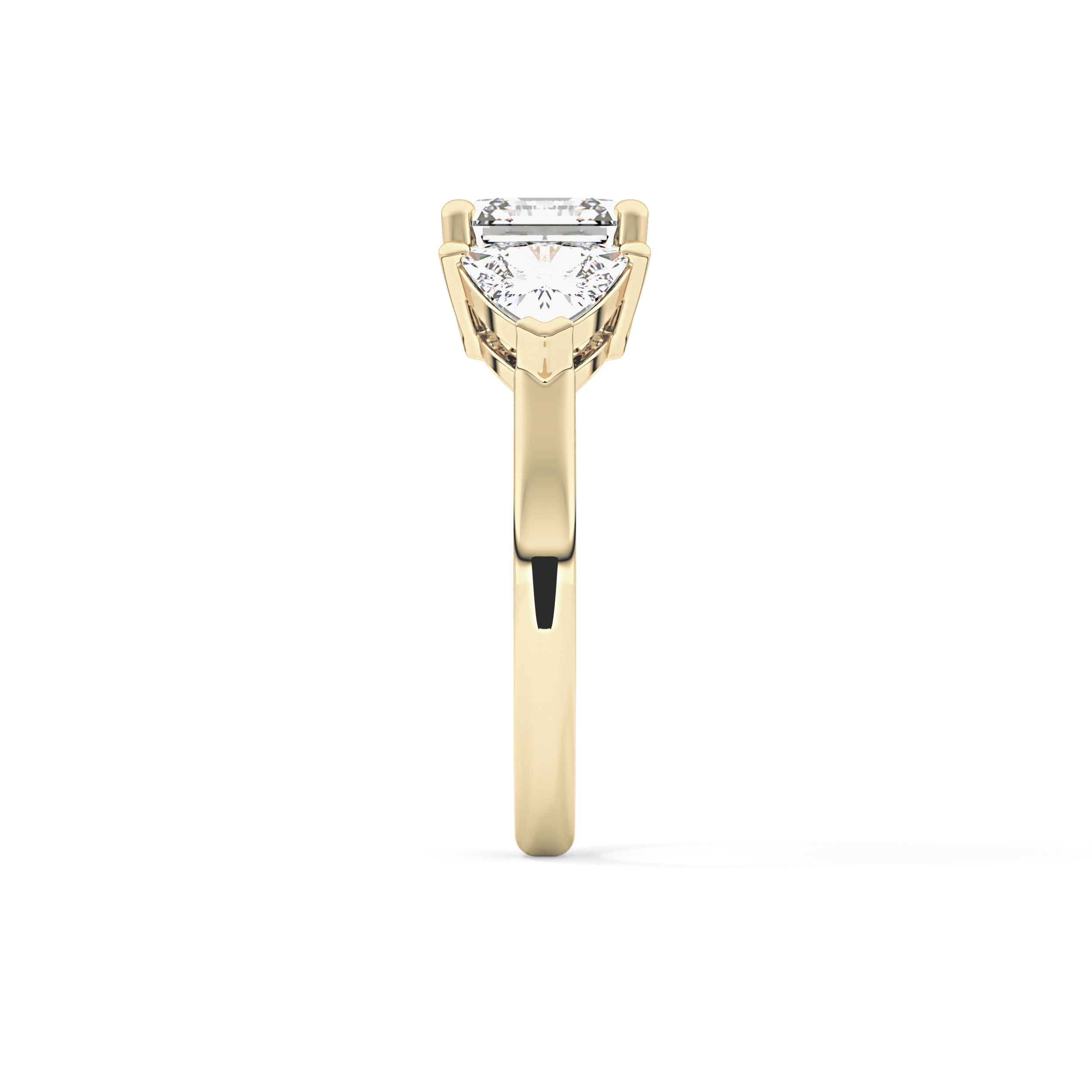 Emerald Three Stone Lab Grown Diamond Engagement Ring