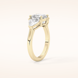 1.78 CT Emerald Shaped Three Stone Moissanite Engagement Ring