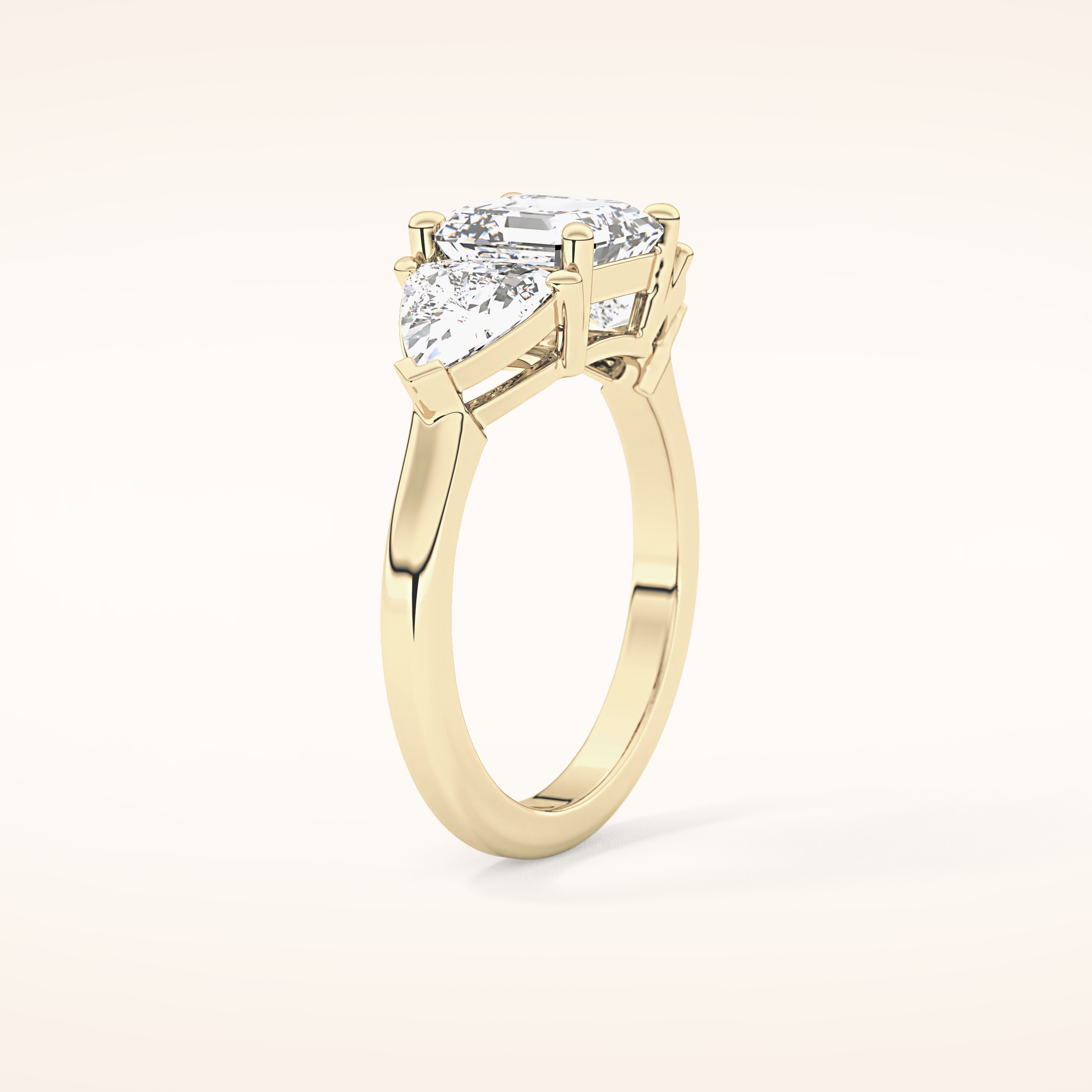 1.78 CT Emerald Shaped Three Stone Moissanite Engagement Ring