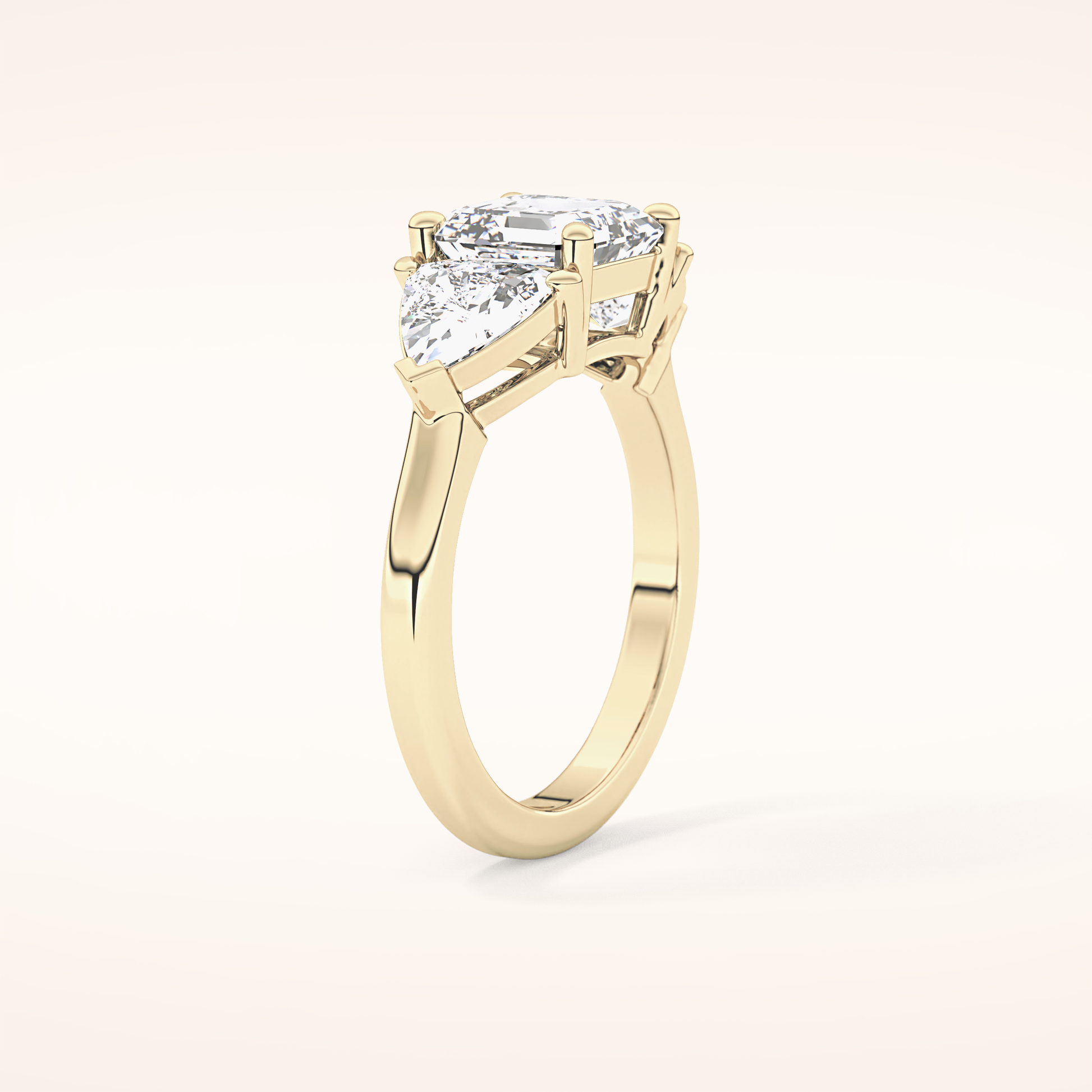 1.78 CT Emerald Shaped Three Stone Moissanite Engagement Ring