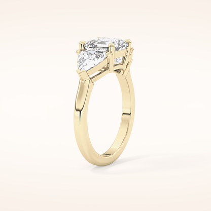 1.78 CT Emerald Shaped Three Stone Moissanite Engagement Ring