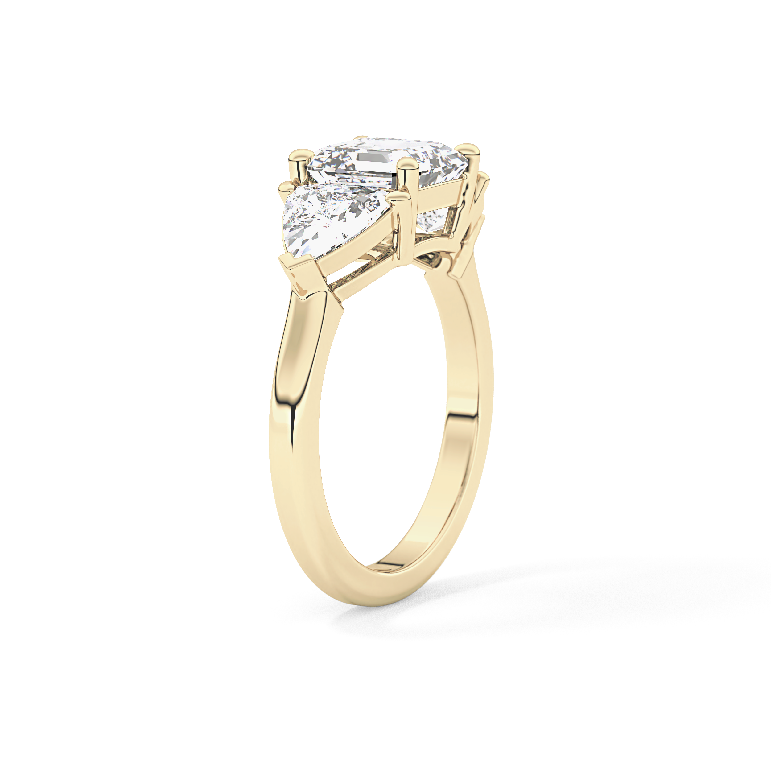 Emerald Three Stone Lab Grown Diamond Engagement Ring