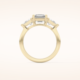 1.78 CT Emerald Shaped Three Stone Moissanite Engagement Ring