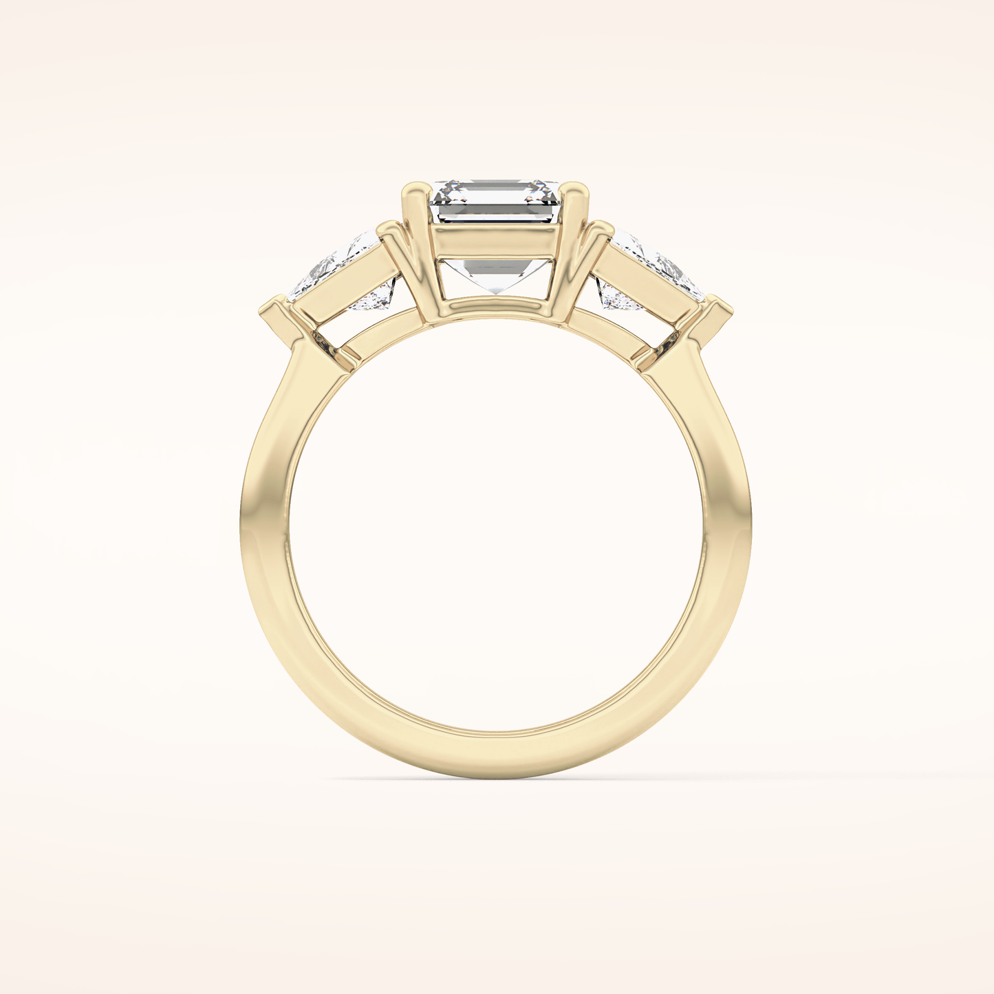 1.78 CT Emerald Shaped Three Stone Moissanite Engagement Ring