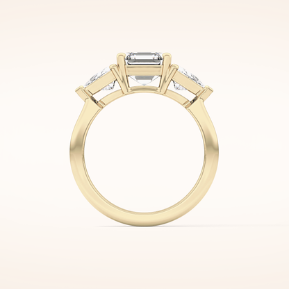 1.78 CT Emerald Shaped Three Stone Moissanite Engagement Ring