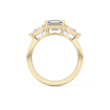 Emerald Three Stone Lab Grown Diamond Engagement Ring