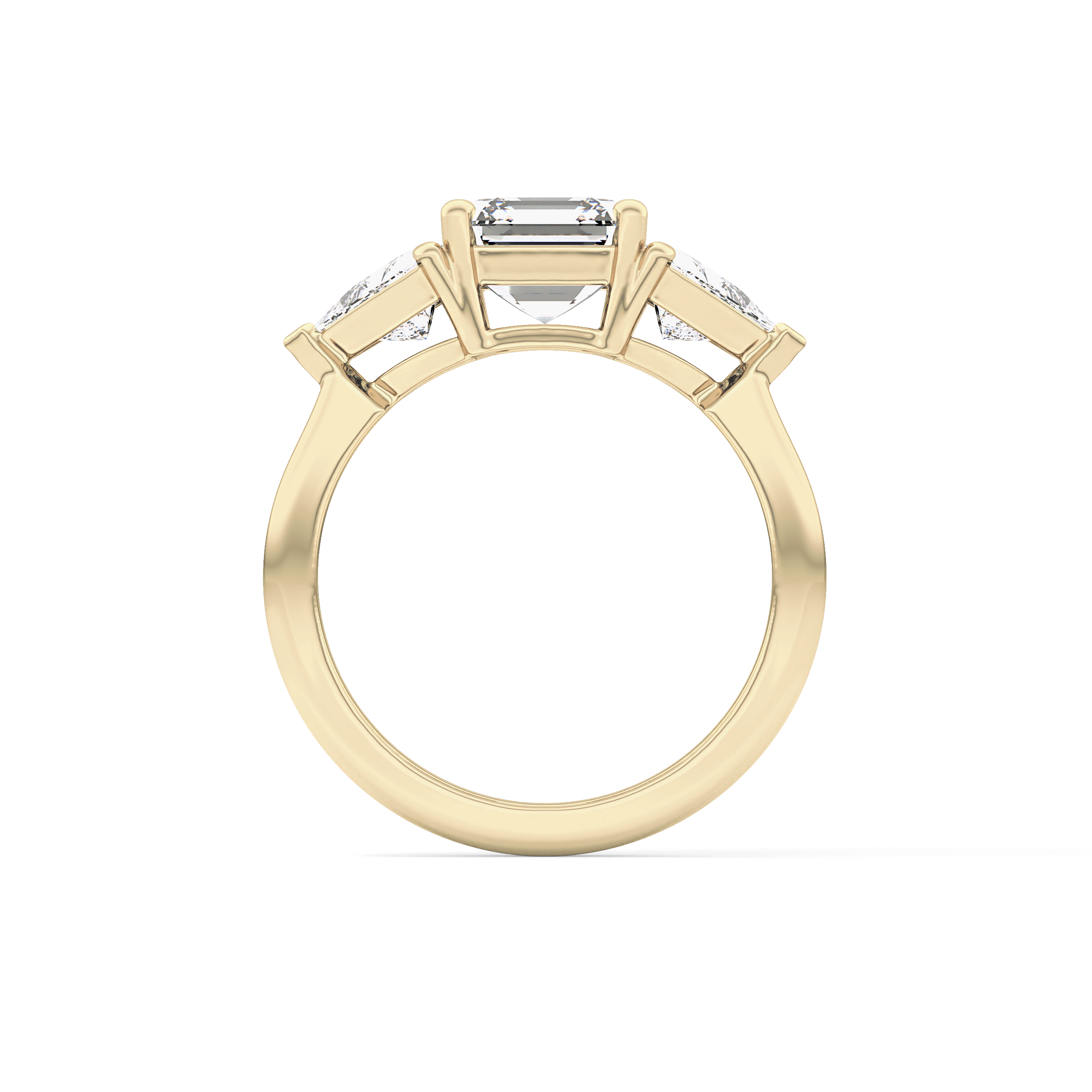 Emerald Three Stone Lab Grown Diamond Engagement Ring
