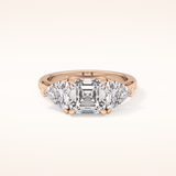 1.78 CT Emerald Shaped Three Stone Moissanite Engagement Ring