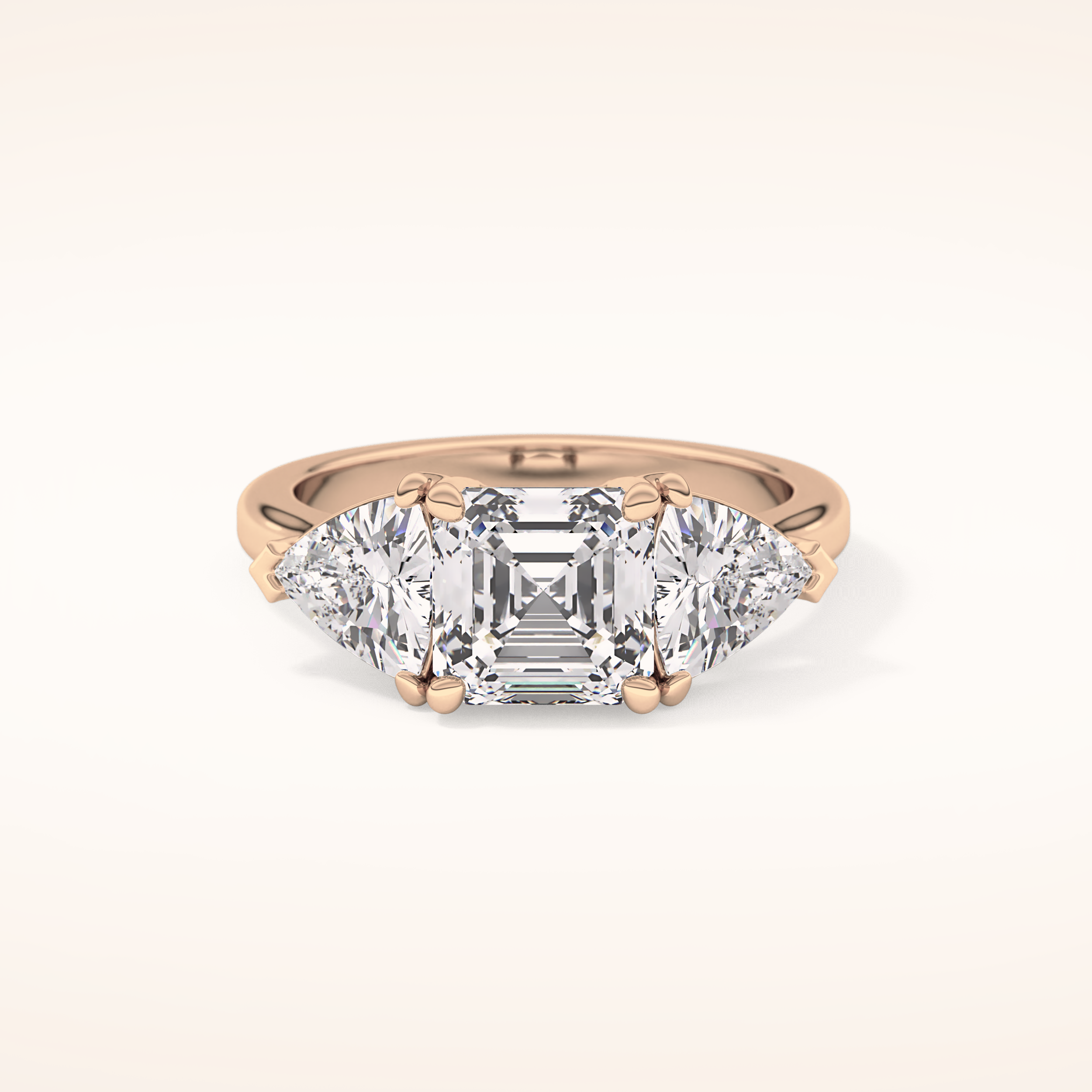 1.78 CT Emerald Shaped Three Stone Moissanite Engagement Ring