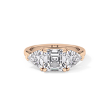 Emerald Three Stone Lab Grown Diamond Engagement Ring