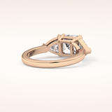 1.78 CT Emerald Shaped Three Stone Moissanite Engagement Ring