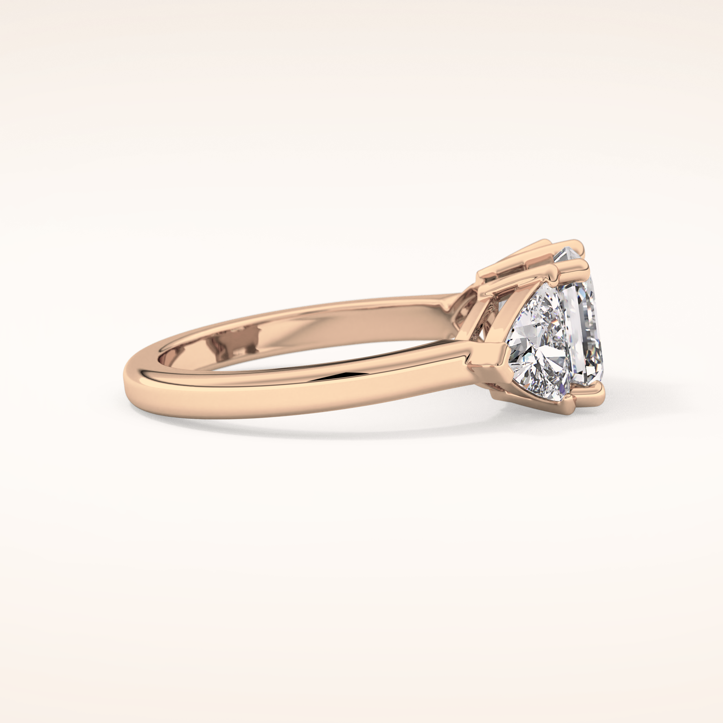 1.78 CT Emerald Shaped Three Stone Moissanite Engagement Ring