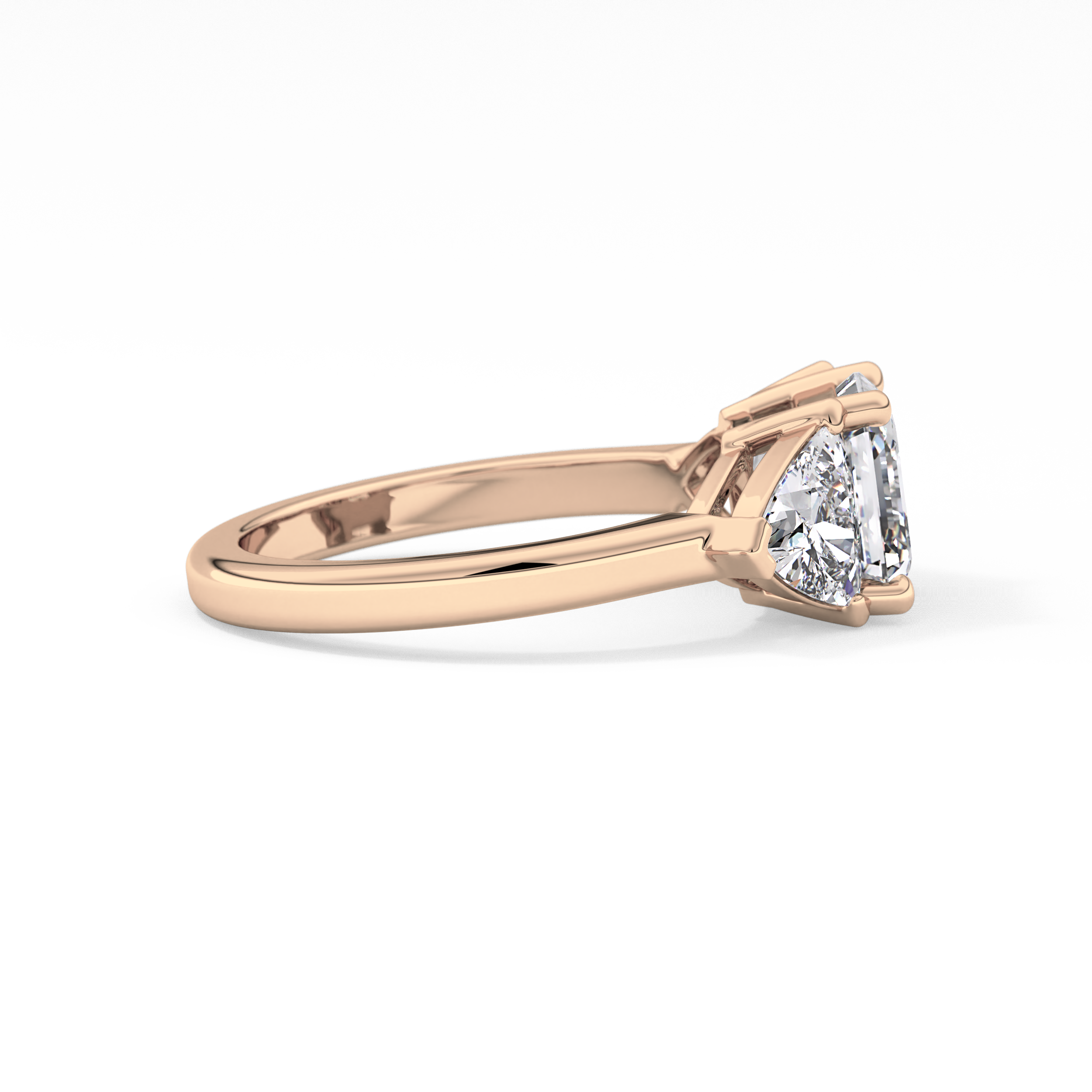 Emerald Three Stone Lab Grown Diamond Engagement Ring