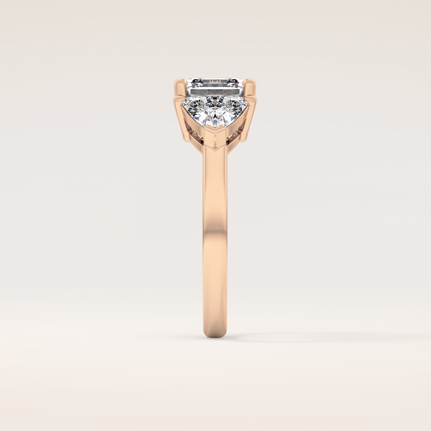 1.78 CT Emerald Shaped Three Stone Moissanite Engagement Ring