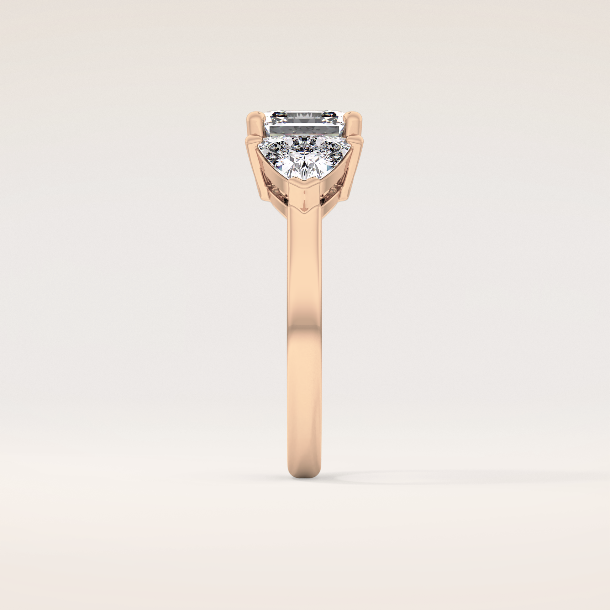 1.78 CT Emerald Shaped Three Stone Moissanite Engagement Ring