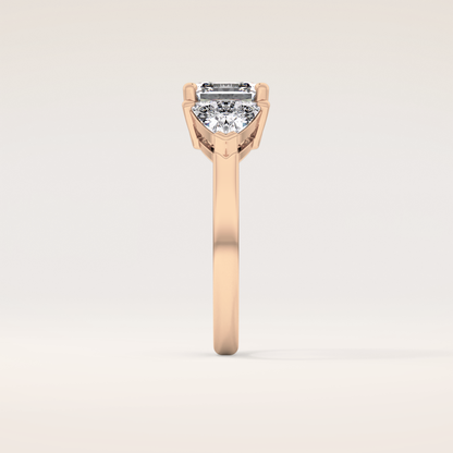 1.78 CT Emerald Shaped Three Stone Moissanite Engagement Ring