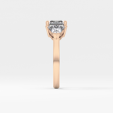 Emerald Three Stone Lab Grown Diamond Engagement Ring