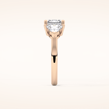 1.78 CT Emerald Shaped Three Stone Moissanite Engagement Ring