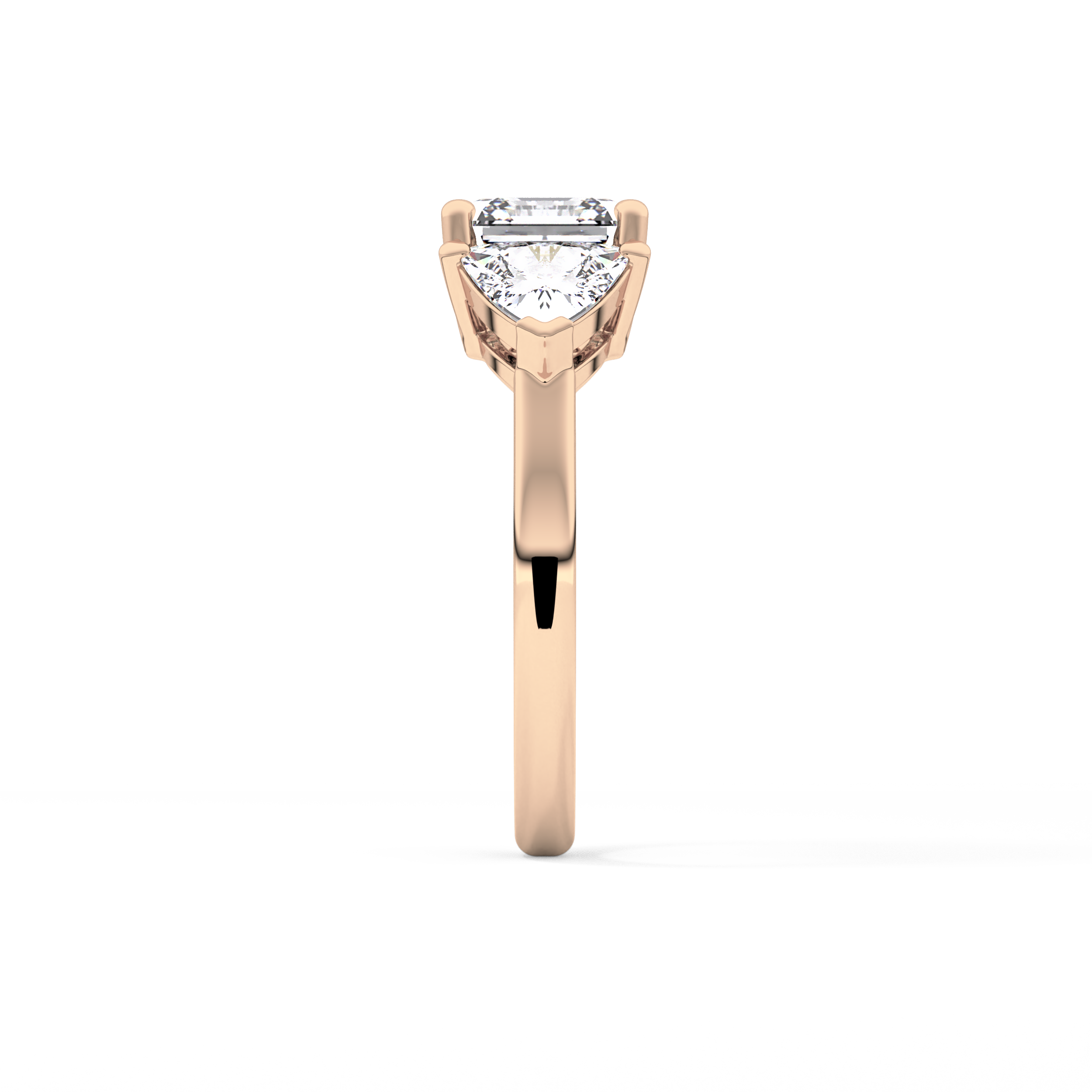 Emerald Three Stone Lab Grown Diamond Engagement Ring