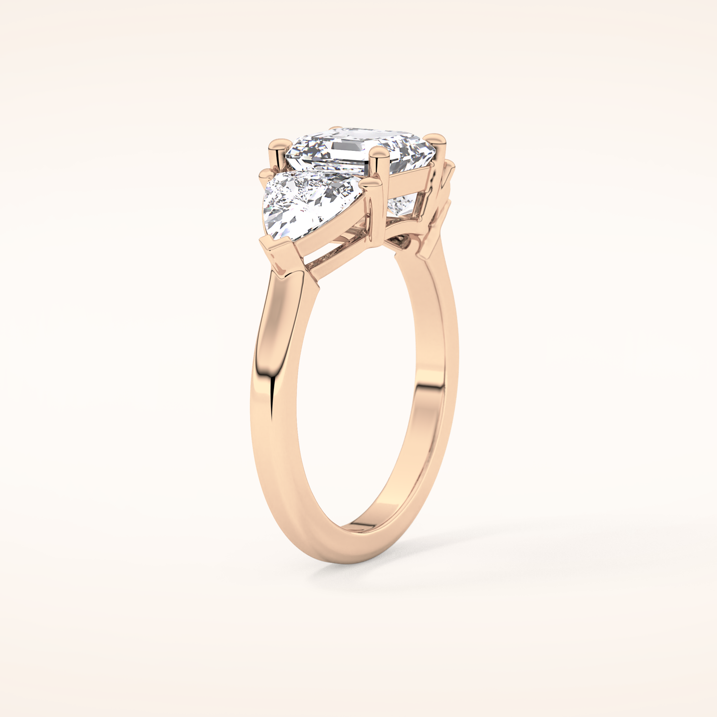 1.78 CT Emerald Shaped Three Stone Moissanite Engagement Ring