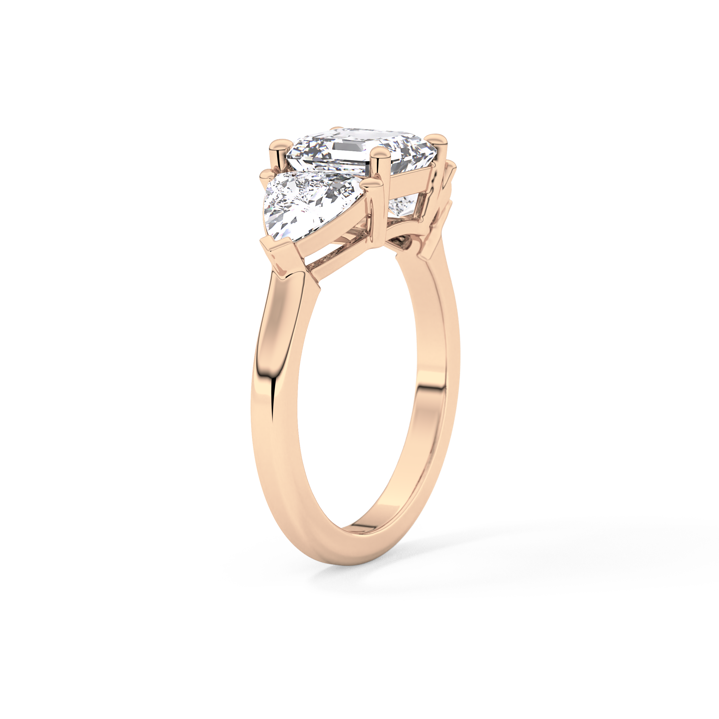 Emerald Three Stone Lab Grown Diamond Engagement Ring