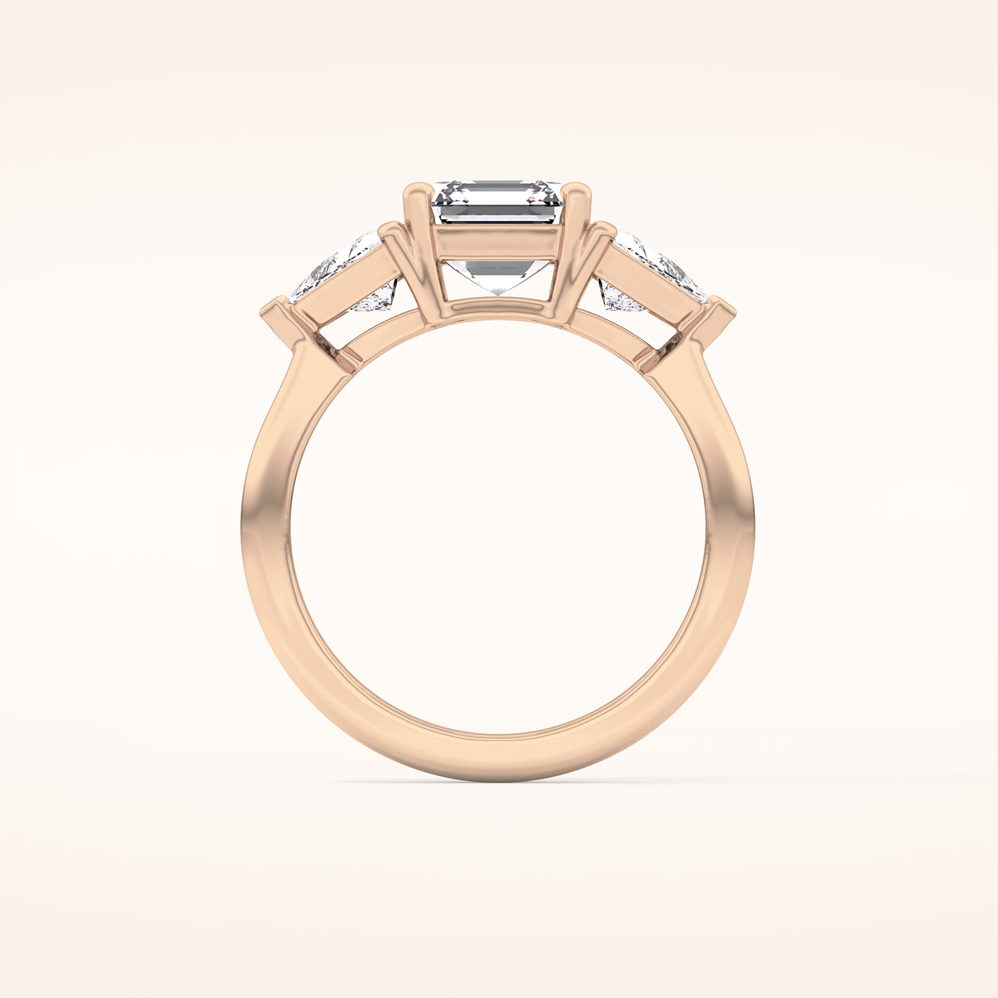 1.78 CT Emerald Shaped Three Stone Moissanite Engagement Ring