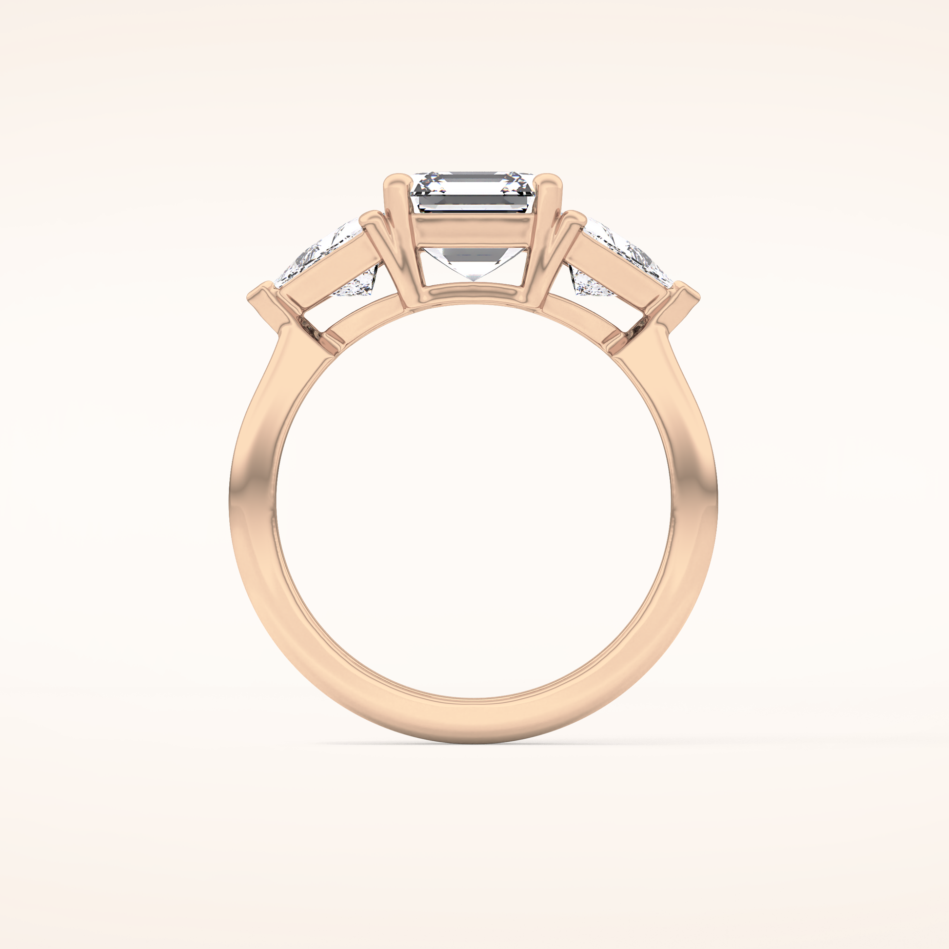 1.78 CT Emerald Shaped Three Stone Moissanite Engagement Ring