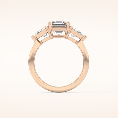 1.78 CT Emerald Shaped Three Stone Moissanite Engagement Ring