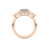 Emerald Three Stone Lab Grown Diamond Engagement Ring