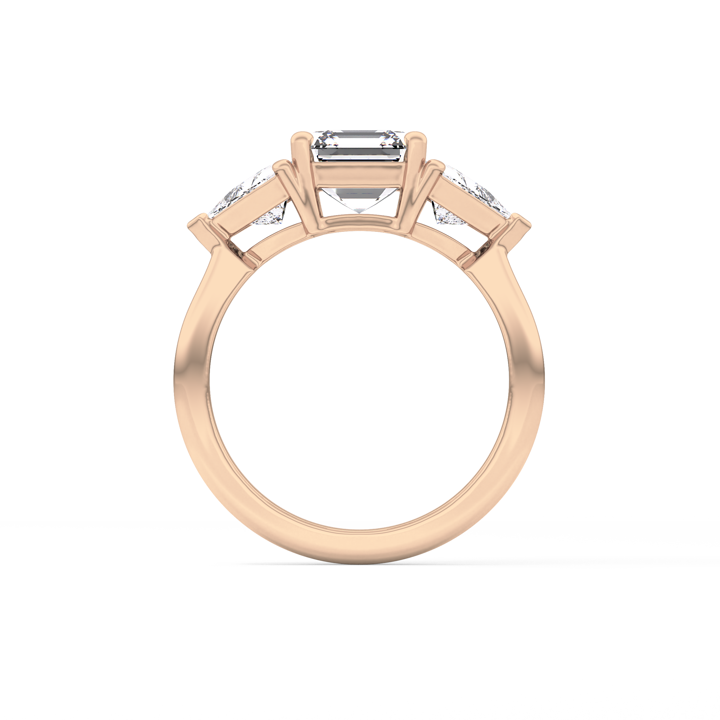 Emerald Three Stone Lab Grown Diamond Engagement Ring