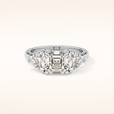 1.78 CT Emerald Shaped Three Stone Moissanite Engagement Ring