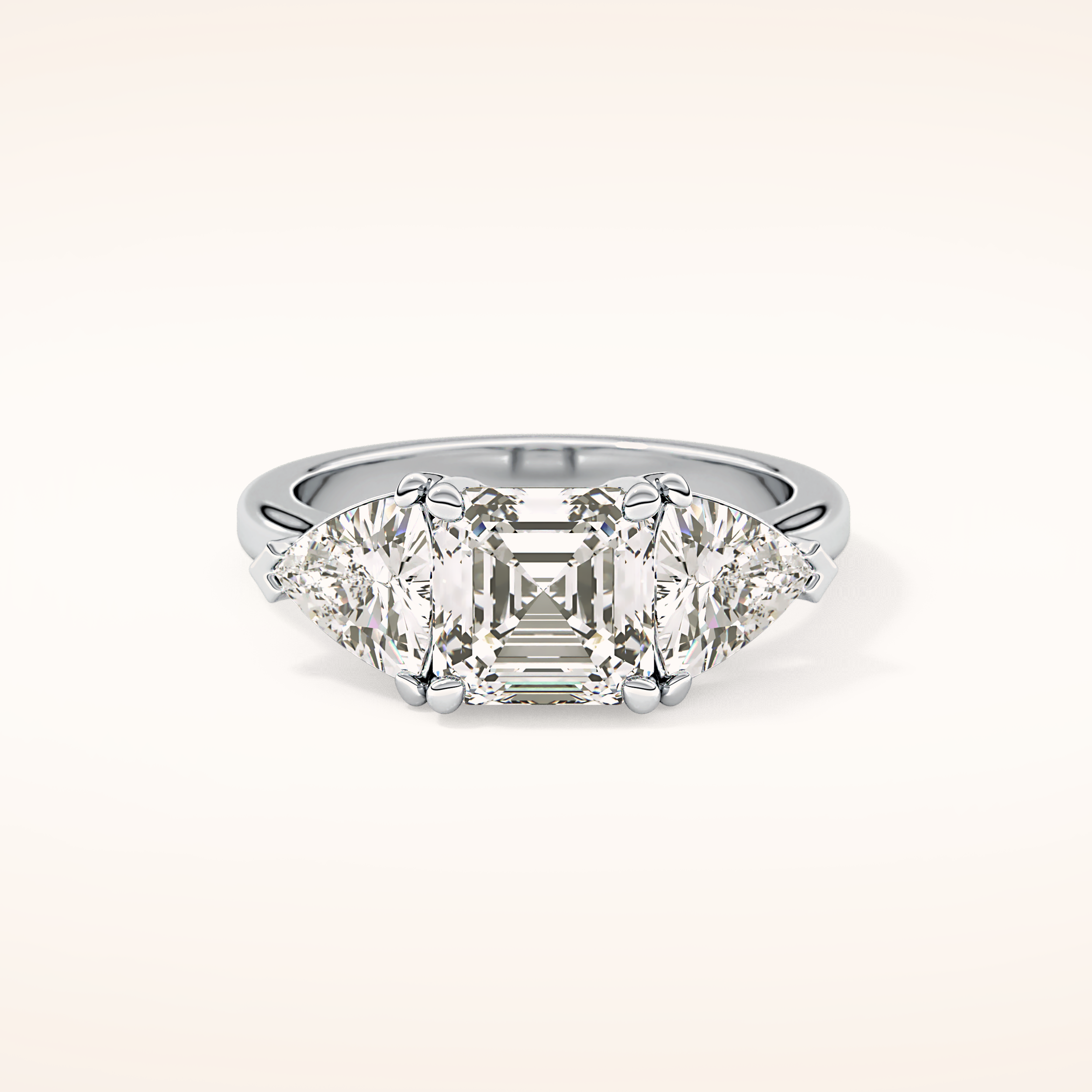 1.78 CT Emerald Shaped Three Stone Moissanite Engagement Ring
