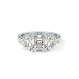 Emerald Three Stone Lab Grown Diamond Engagement Ring