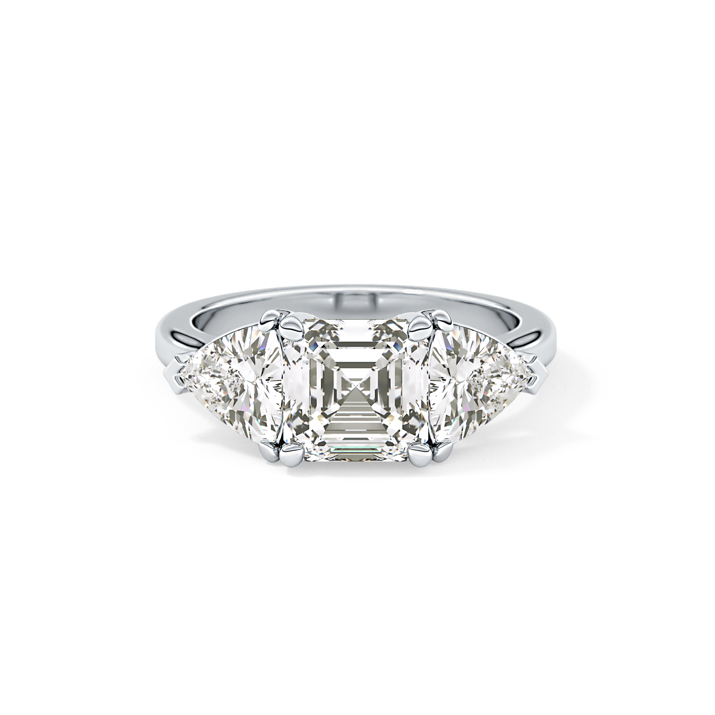 Emerald Three Stone Lab Grown Diamond Engagement Ring