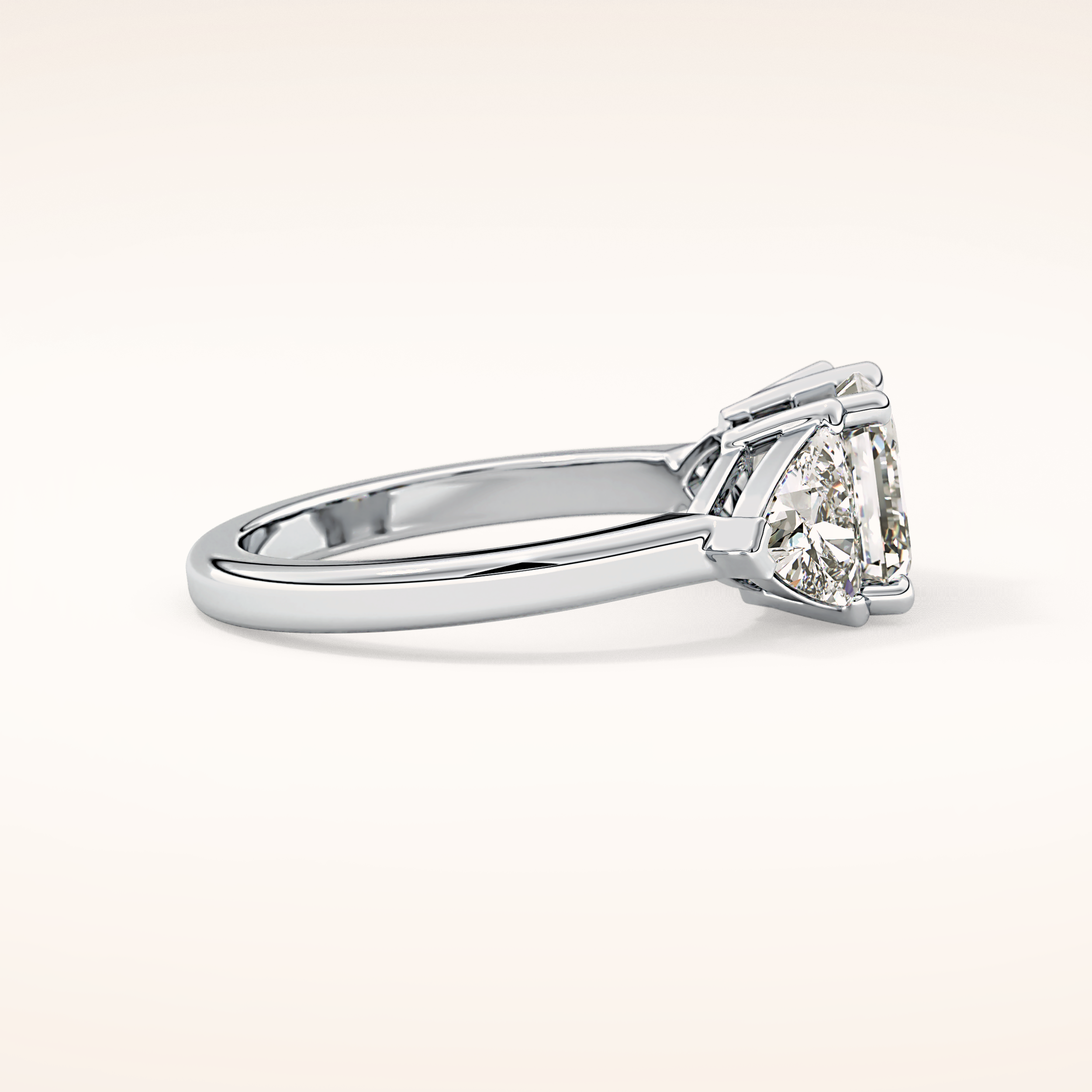 1.78 CT Emerald Shaped Three Stone Moissanite Engagement Ring