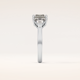 1.78 CT Emerald Shaped Three Stone Moissanite Engagement Ring