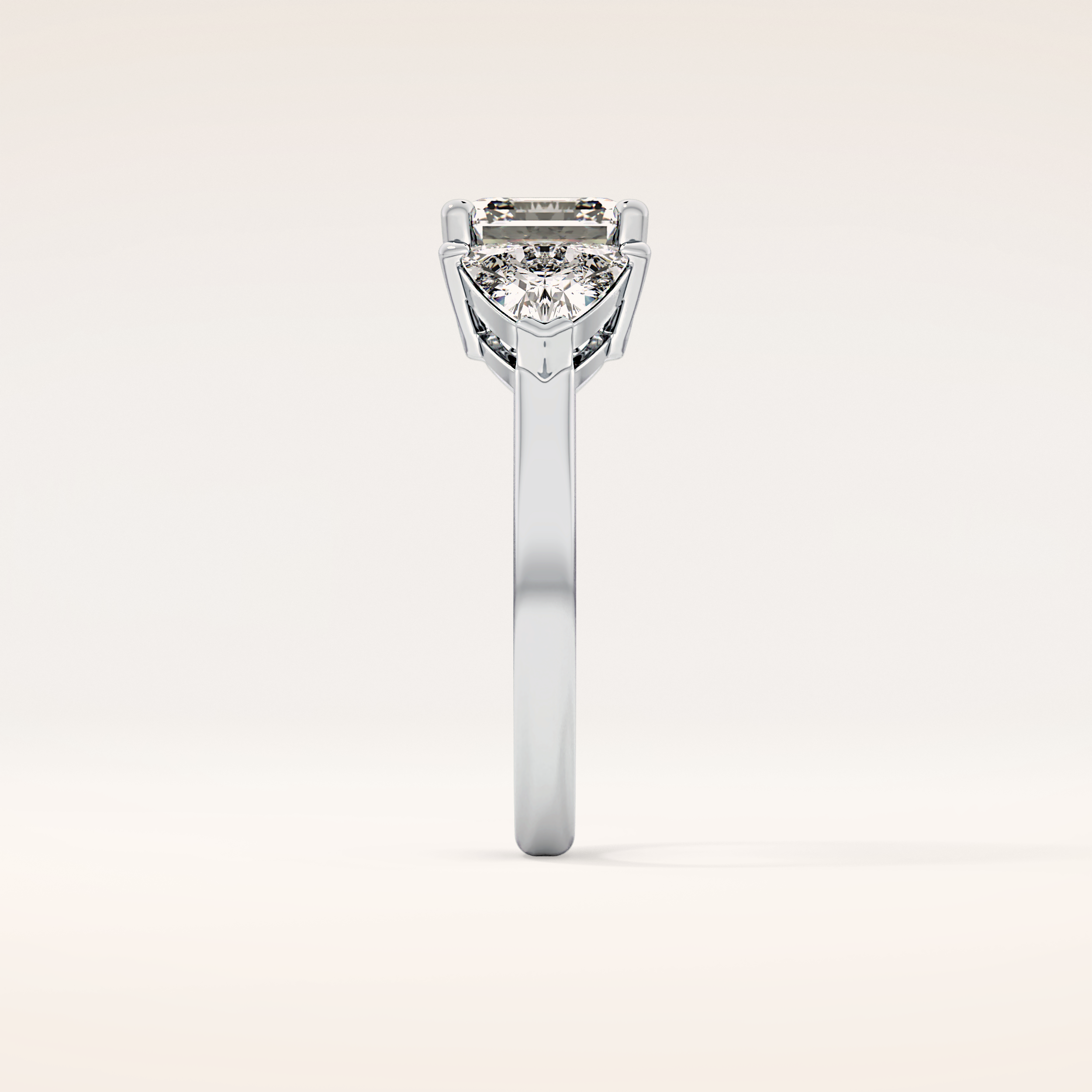 1.78 CT Emerald Shaped Three Stone Moissanite Engagement Ring
