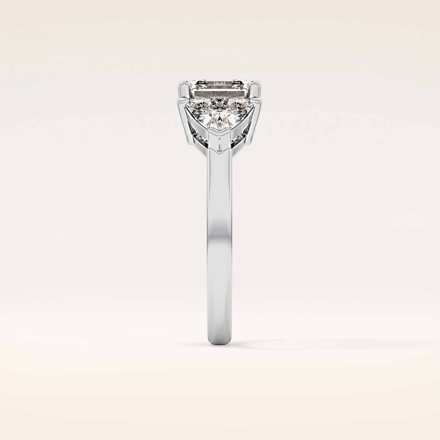 1.78 CT Emerald Shaped Three Stone Moissanite Engagement Ring