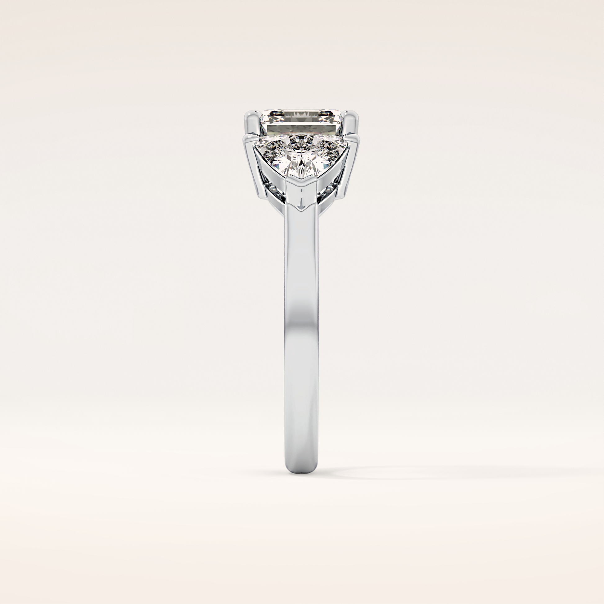 1.78 CT Emerald Shaped Three Stone Moissanite Engagement Ring