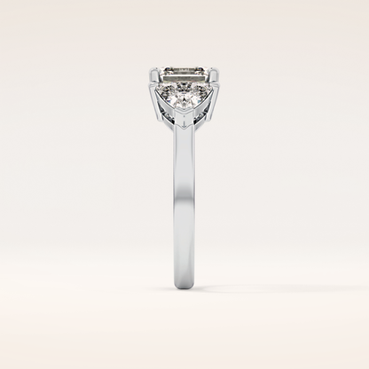 1.78 CT Emerald Shaped Three Stone Moissanite Engagement Ring