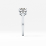 Emerald Three Stone Lab Grown Diamond Engagement Ring