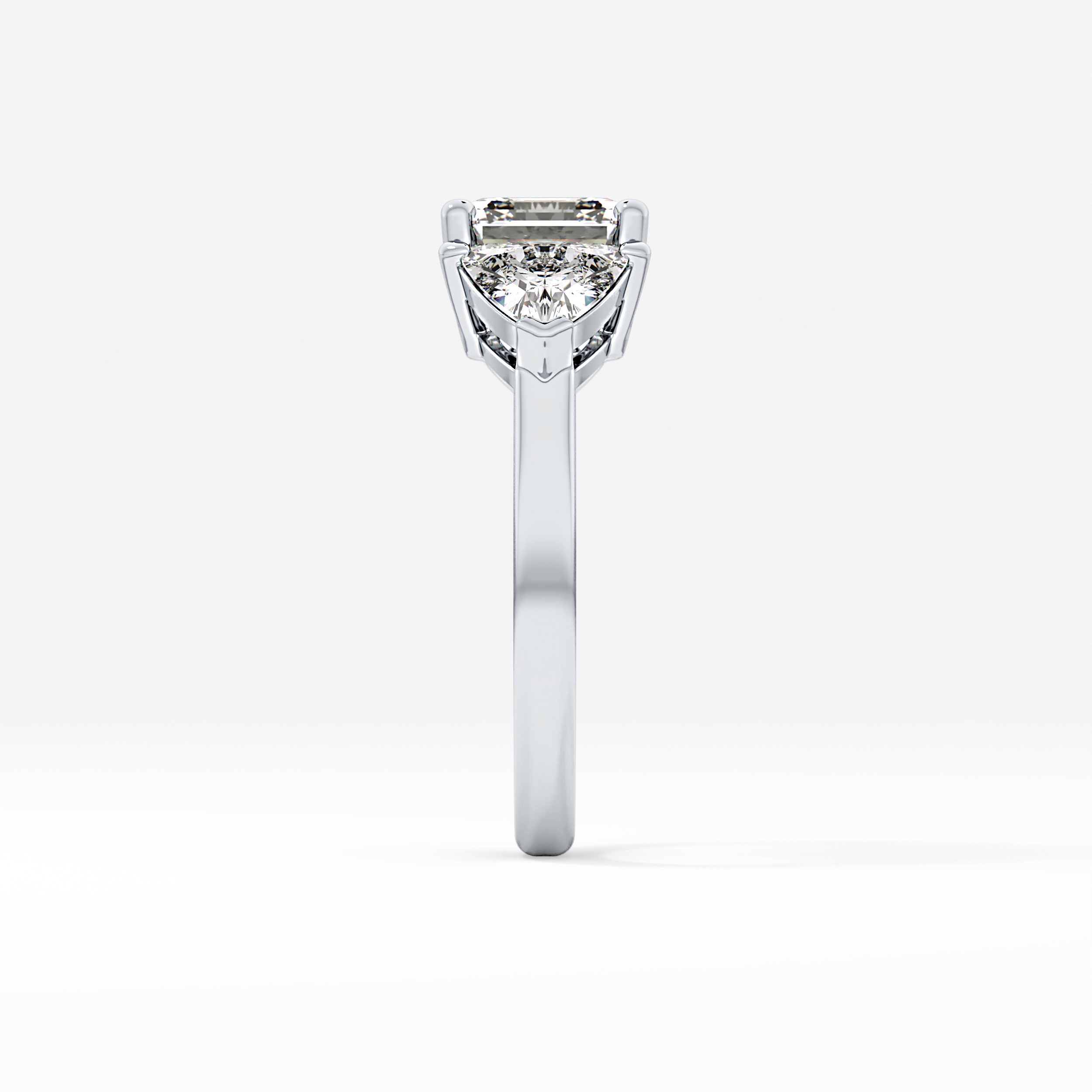 Emerald Three Stone Lab Grown Diamond Engagement Ring