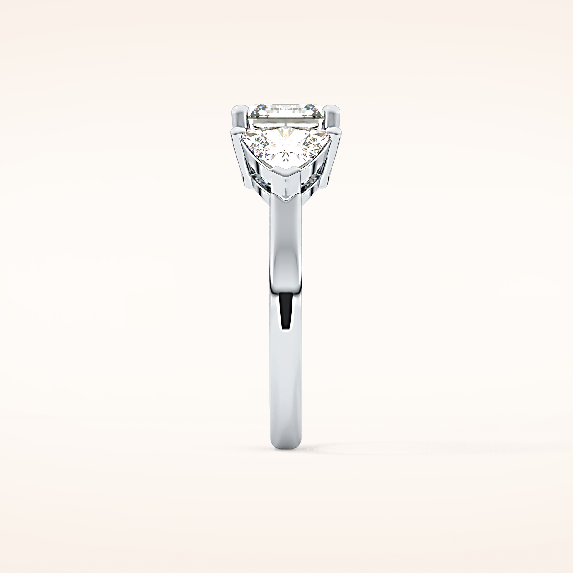 1.78 CT Emerald Shaped Three Stone Moissanite Engagement Ring