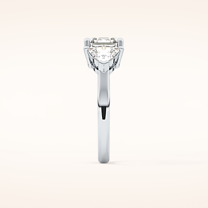 1.78 CT Emerald Shaped Three Stone Moissanite Engagement Ring