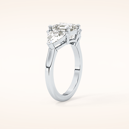 1.78 CT Emerald Shaped Three Stone Moissanite Engagement Ring