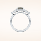 1.78 CT Emerald Shaped Three Stone Moissanite Engagement Ring