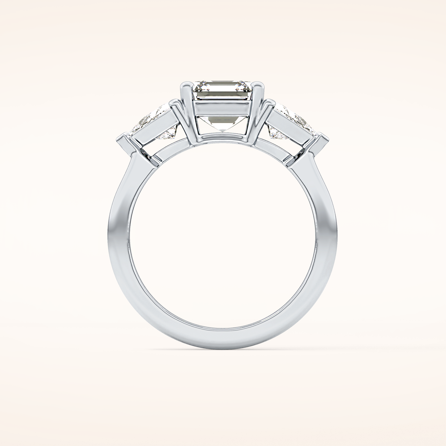 1.78 CT Emerald Shaped Three Stone Moissanite Engagement Ring