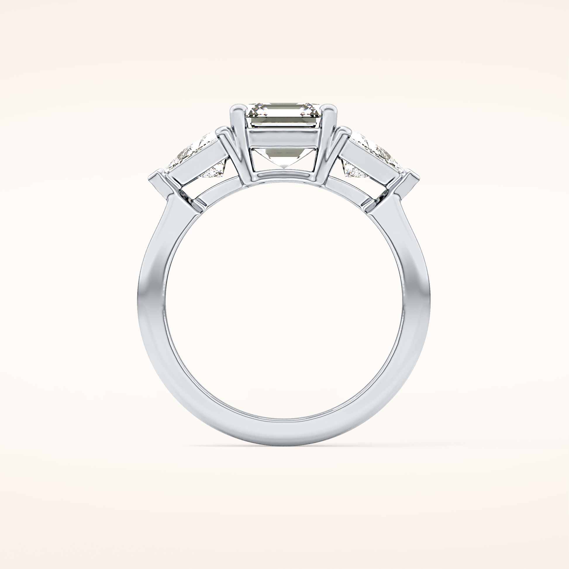 1.78 CT Emerald Shaped Three Stone Moissanite Engagement Ring